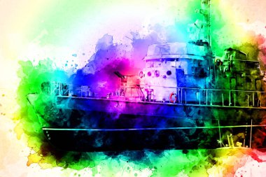 Askeri gemi, Atlantik Denizi 'nin engebeli çizimlerinden geçiyor.