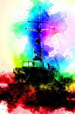 Askeri gemi, Atlantik Denizi 'nin engebeli çizimlerinden geçiyor.