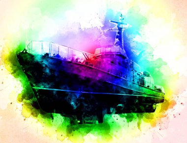 Askeri gemi, Atlantik Denizi 'nin engebeli çizimlerinden geçiyor.