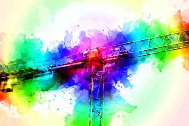 Şantiye iskelesi, klasik resim çizimi olan bir inşaat alanı.