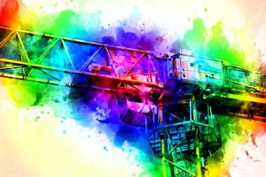 Şantiye iskelesi, klasik resim çizimi olan bir inşaat alanı.