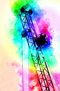 Şantiye iskelesi, klasik resim çizimi olan bir inşaat alanı.