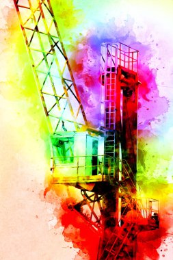 Şantiye iskelesi, klasik resim çizimi olan bir inşaat alanı.