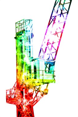 Şantiye iskelesi, klasik resim çizimi olan bir inşaat alanı.