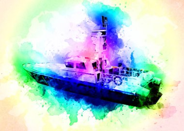 Yelkenli tekneler rıhtıma, liman sanatı illüstrasyonları klasik