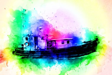 Yelkenli tekneler rıhtıma, liman sanatı illüstrasyonları klasik