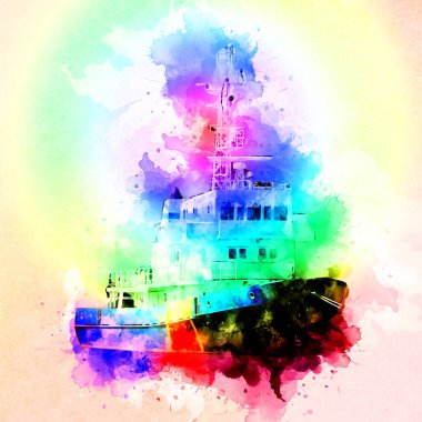 Yelkenli tekneler rıhtıma, liman sanatı illüstrasyonları klasik