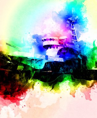 Savaş gemisi deniz illüstrasyonu antika sanat eseri çizimi