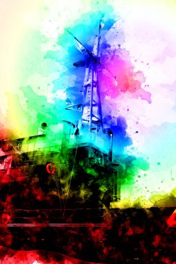 Savaş gemisi deniz illüstrasyonu antika sanat eseri çizimi