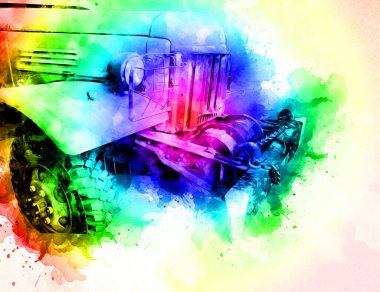 Zırhlı Araç Teknik Askeri Kamyon Sanat Çizimi