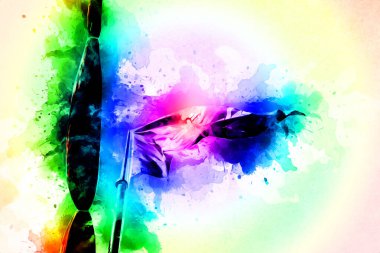 Korsan bayrağında kafatası ve kemikler, resim çizimi klasik