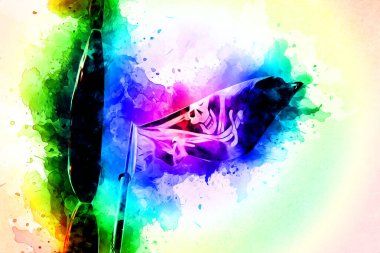 Korsan bayrağında kafatası ve kemikler, resim çizimi klasik