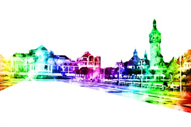 Sopot sanat çiziminde kare ve gezinti mimari dönüm noktası