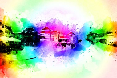 Sopot sanat çiziminde kare ve gezinti mimari dönüm noktası