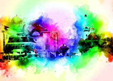 Sopot sanat çiziminde kare ve gezinti mimari dönüm noktası