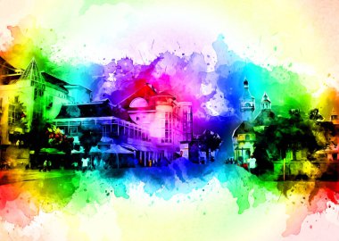 Sopot sanat çiziminde kare ve gezinti mimari dönüm noktası