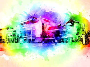 Sopot sanat çiziminde kare ve gezinti mimari dönüm noktası