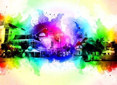 Sopot sanat çiziminde kare ve gezinti mimari dönüm noktası