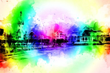 Sopot sanat çiziminde kare ve gezinti mimari dönüm noktası