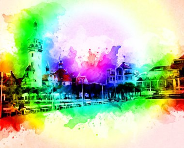 Sopot sanat çiziminde kare ve gezinti mimari dönüm noktası