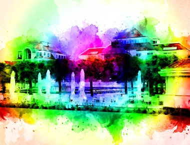 Sopot sanat çiziminde kare ve gezinti mimari dönüm noktası