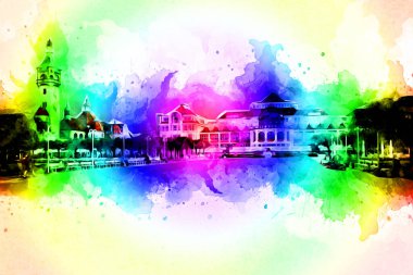 Sopot sanat çiziminde kare ve gezinti mimari dönüm noktası