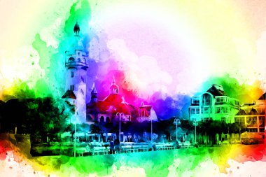 Sopot sanat çiziminde kare ve gezinti mimari dönüm noktası