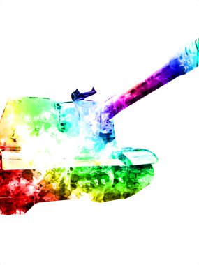 Vintage tank izole çizim sanat illüstrasyonu