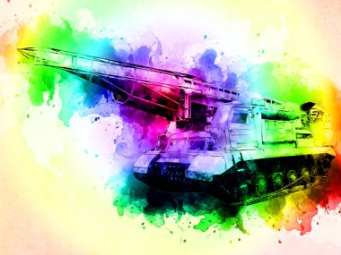 Vintage tank izole çizim sanat illüstrasyonu