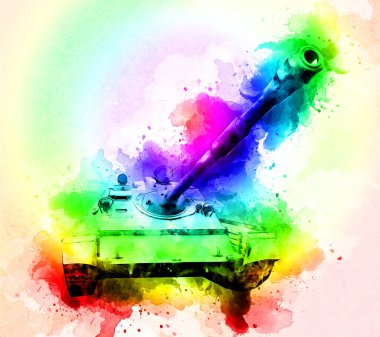 Vintage tank izole çizim sanat illüstrasyonu