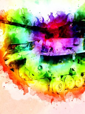 Vintage tank izole çizim sanat illüstrasyonu