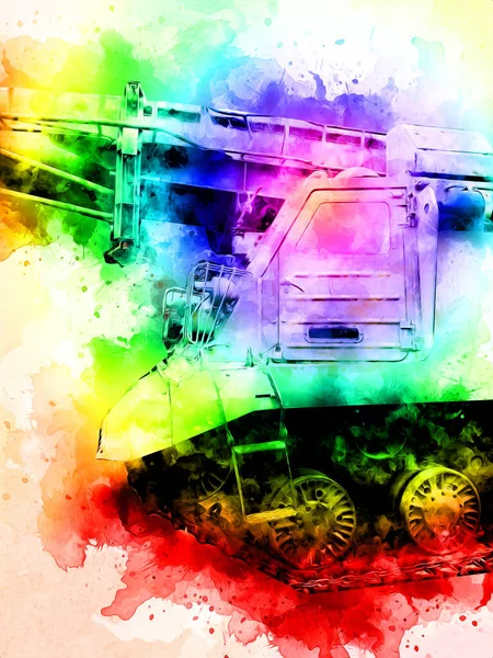 Vintage tank izole çizim sanat illüstrasyonu