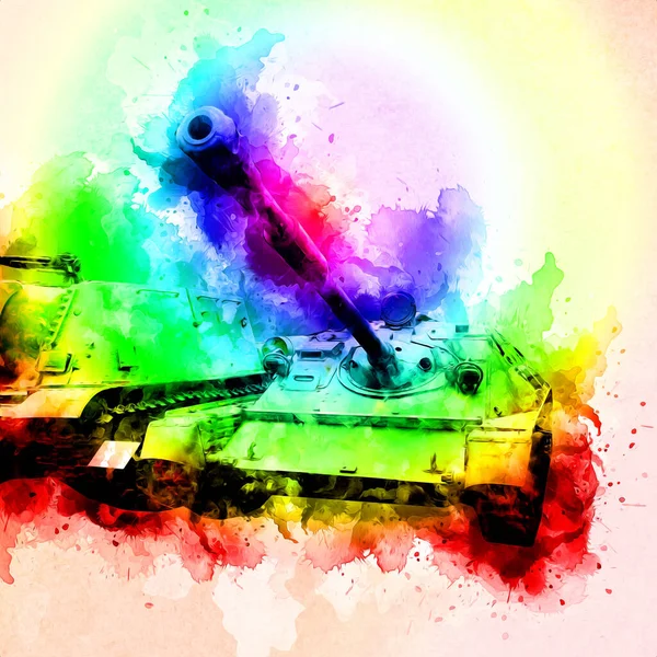 Vintage tank izole çizim sanat illüstrasyonu