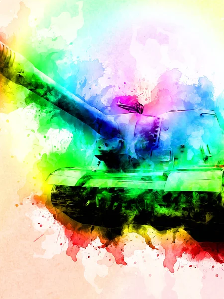 Vintage tank izole çizim sanat illüstrasyonu