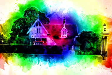 Londra 'nın büyük Ben sanat eseri çizimi, çizim, eğlenceli tasarım, antika retro