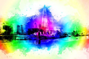 Londra 'nın büyük Ben sanat eseri çizimi, çizim, eğlenceli tasarım, antika retro