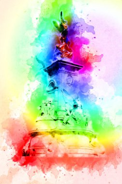 Londra 'nın büyük Ben sanat eseri çizimi, çizim, eğlenceli tasarım, antika retro