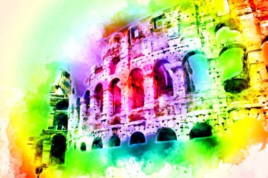 Roma İtalya sanatı eskiz çizimi eğlenceli tasarım antika retro