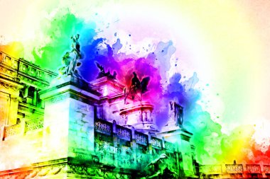 Roma İtalya sanatı eskiz çizimi eğlenceli tasarım antika retro