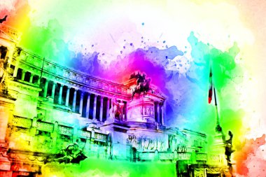 Roma İtalya sanatı eskiz çizimi eğlenceli tasarım antika retro