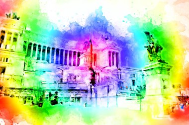 Roma İtalya sanatı eskiz çizimi eğlenceli tasarım antika retro