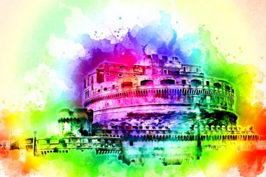 Roma İtalya sanatı eskiz çizimi eğlenceli tasarım antika retro