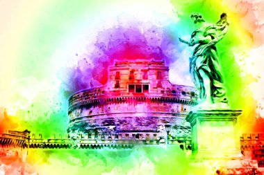 Roma İtalya sanatı eskiz çizimi eğlenceli tasarım antika retro