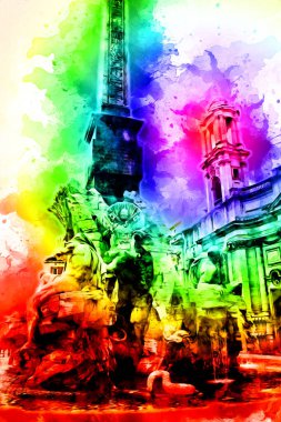 Roma İtalya sanatı eskiz çizimi eğlenceli tasarım antika retro