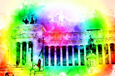 Roma İtalya sanatı eskiz çizimi eğlenceli tasarım antika retro