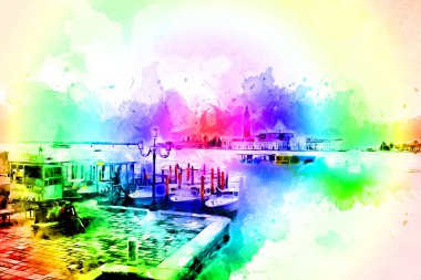 Venedik sanat eskizi çizimi eğlenceli tasarım antika retro