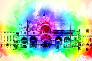 Venedik sanat eskizi çizimi eğlenceli tasarım antika retro