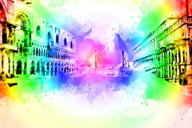 Venedik sanat eskizi çizimi eğlenceli tasarım antika retro