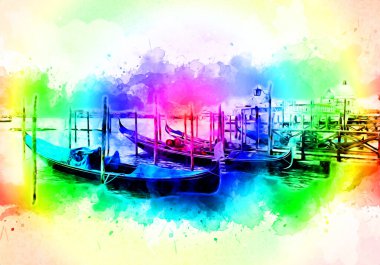 Venedik sanat eskizi çizimi eğlenceli tasarım antika retro