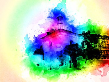 Eski şehir Krakow sanat illüstrasyonları antika